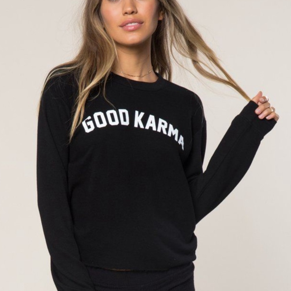 Good Karma | Black Crewneck Sweatshirt - Women